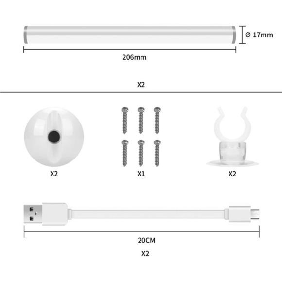 LED Mirror Lights Portable Rechargeable Vanity Light 3 Brightness Touch Control - Picture 6 of 6